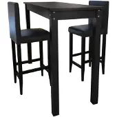vidaXL Ensemble de bar Table de bar avec 2 tabourets de bar Noir