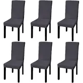 vidaXL Housse de chaise droite extensible 6 pcs anthracite