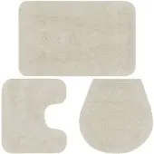 vidaXL Jeu de tapis de salle de bain 3 pcs Tissu Blanc