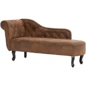 vidaXL Chaise longue marron aspect daim