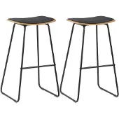 vidaXL Tabouret de bar 2 pcs. noir similicuir