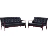 vidaXL Ensemble de canapés 2 pièces noir similicuir