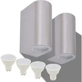 vidaXL Applique murale extérieure LED 2 pcs. Rond vers le haut/vers le bas