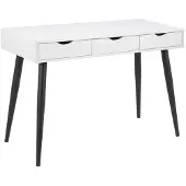 Ebuy24 Nete Bureau avec 3 tiroirs, en pieds en métal, blanc, noir.