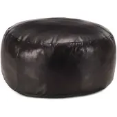 vidaXL Pouf 60 x 30 cm Noir Cuir véritable de chèvre