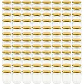 vidaXL Pots à confiture avec couvercle doré 96 pcs Verre 230 ml