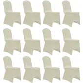 vidaXL Housses élastiques de chaise Crème 12 pcs