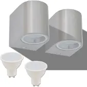 vidaXL Applique murale extérieure LED 2 pcs. Rond vers le bas