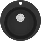 vidaXL Évier en granit simple bassin rond noir