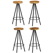 vidaXL Tabouret de bar 4 pcs. Bois massif de manguier
