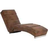 vidaXL Chaise longue de massage Marron Similicuir daim