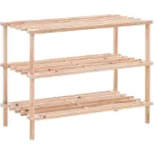 vidaXL Range-chaussures à 3 étagères Bois de sapin solide