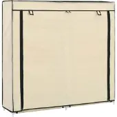vidaXL Armoire à chaussures avec housse Crème 115x28x110 cm Tissu
