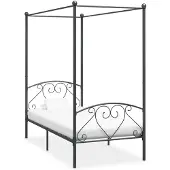 vidaXL Châssis de lit à baldaquin Gris Métal 120 x 200 cm