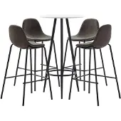 vidaXL Ensemble de bar 5 pièces tissu gris foncé
