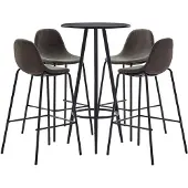 vidaXL Ensemble de bar 5 pièces tissu gris foncé
