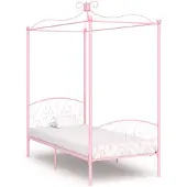 vidaXL Châssis de lit à baldaquin Rose Métal 100 x 200 cm