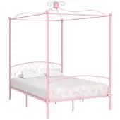 vidaXL Châssis de lit à baldaquin rose métal 120 x 200 cm
