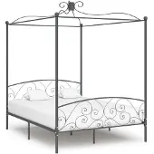 vidaXL Châssis de lit à baldaquin Gris Métal 160 x 200 cm