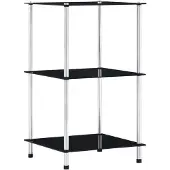 vidaXL Étagère 3 niveaux Noir 40x40x67 cm Verre trempé