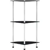 vidaXL Étagère 3 niveaux Noir 30x30x67 cm Verre trempé