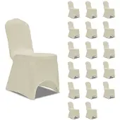 vidaXL Housses élastiques de chaise Crème 18 pcs