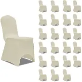 vidaXL Housses élastiques de chaise Crème 24 pcs