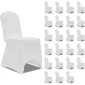 vidaXL Housses élastiques de chaise Blanc 24 pcs