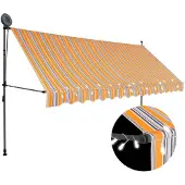 vidaXL Store rétractable manuel avec LED 350 cm jaune et bleu