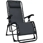vidaXL Chaise longue pliante noir Textilène