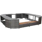 vidaXL Bordure de spa Carré Gris 268x268x55 cm Poly rotin