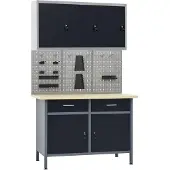 vidaXL Établi avec 3 panneaux muraux et 1 armoire