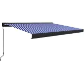 vidaXL Store manuel à cassette 400x300 cm bleu et blanc