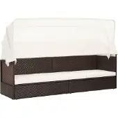 vidaXL Canapé de jardin avec toit solaire Poly rotin brun