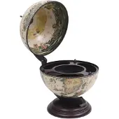 vidaXL Minibar Globe Rack à bouteilles en bois d'eucalyptus blanc