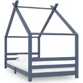 vidaXL Sommier de lit pour enfants Gris Pin massif 90x200 cm