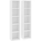 vidaXL Armoires à CD 2 pcs Blanc 21x16x93,5 cm Aggloméré