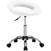 vidaXL Tabouret de travail à roulettes blanc similicuir