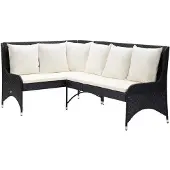 vidaXL Canapé d'angle de jardin 2 pièces Poly rotin noir