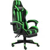 vidaXL Chaise de jeu avec repose-pieds Noir et vert Similicuir