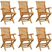 vidaXL Chaises de jardin pliantes 6 pcs. Bois massif teck