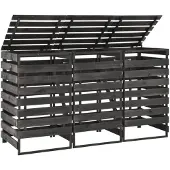 vidaXL Box pour poubelles pour 3 tonnes 210x75x121 cm pin massif