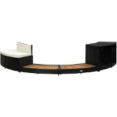 vidaXL Bordure de baignoire balnéo noire Poly rotin & bois massif acacia