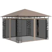 vidaXL Pavillon avec moustiquaire 3x3x2,73 m Taupe 180 g/m