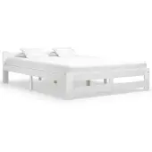 vidaXL Lit en bois massif pin blanc 120x200 cm
