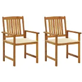 vidaXL Chaises de jardin avec coussins 2 pcs. Bois massif acacia