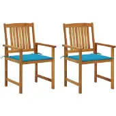 vidaXL Chaises de jardin avec coussins 2 pcs. Bois massif acacia