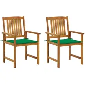 vidaXL Chaises de jardin avec coussins 2 pcs. Bois massif acacia