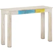 vidaXL Table console Blanc 115x35x77 cm Bois de manguier brut