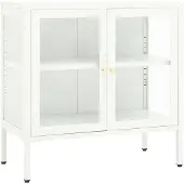 vidaXL Sideboard Blanc 70x35x70 cm Acier et verre